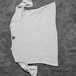 Jones New York Cream Gray Top 3/4 Sleeve 100% Cotton Stretch Shirt Plus Size 3X